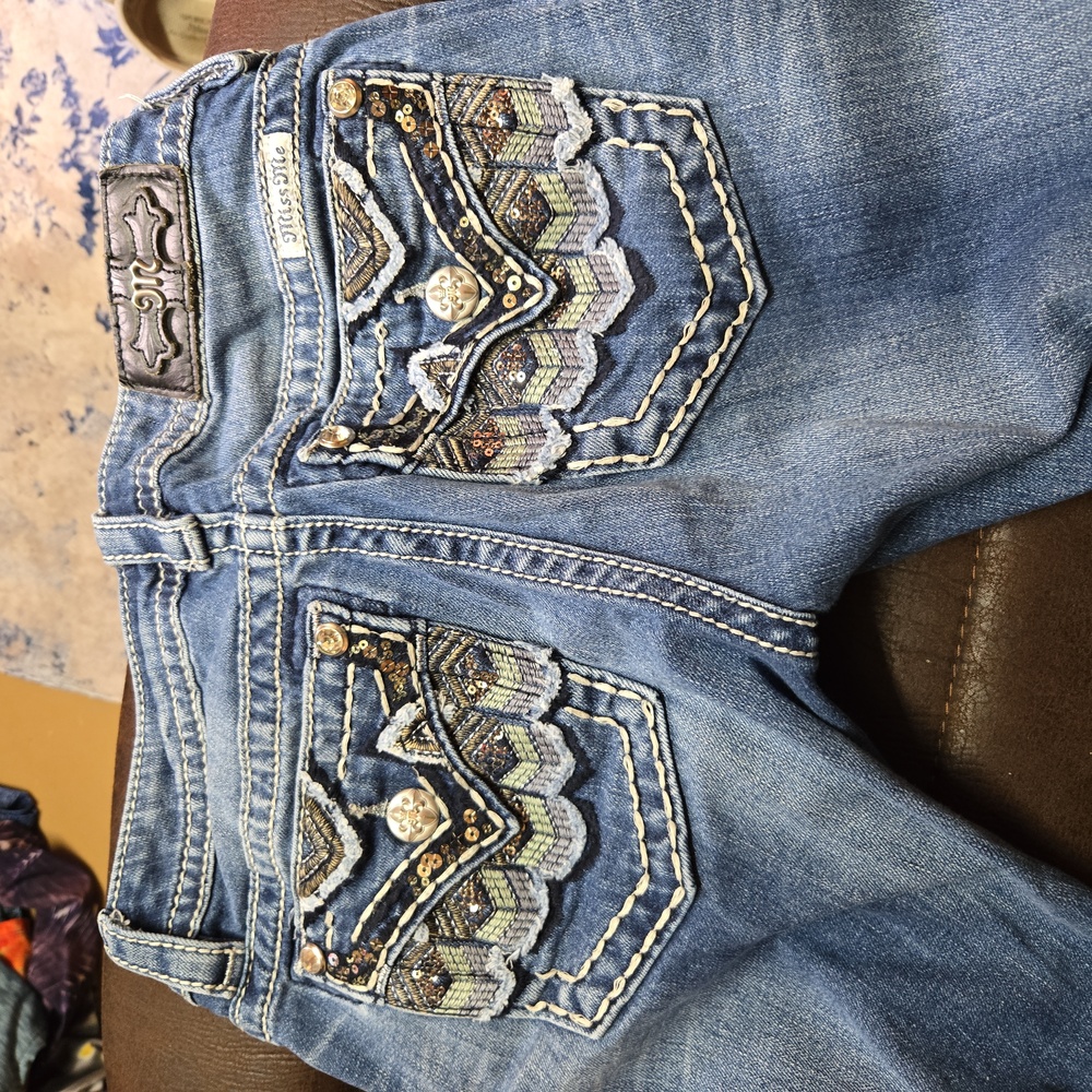 Women's MISS ME Skinny Jeans Sz 25 Embellished Flap Pockets